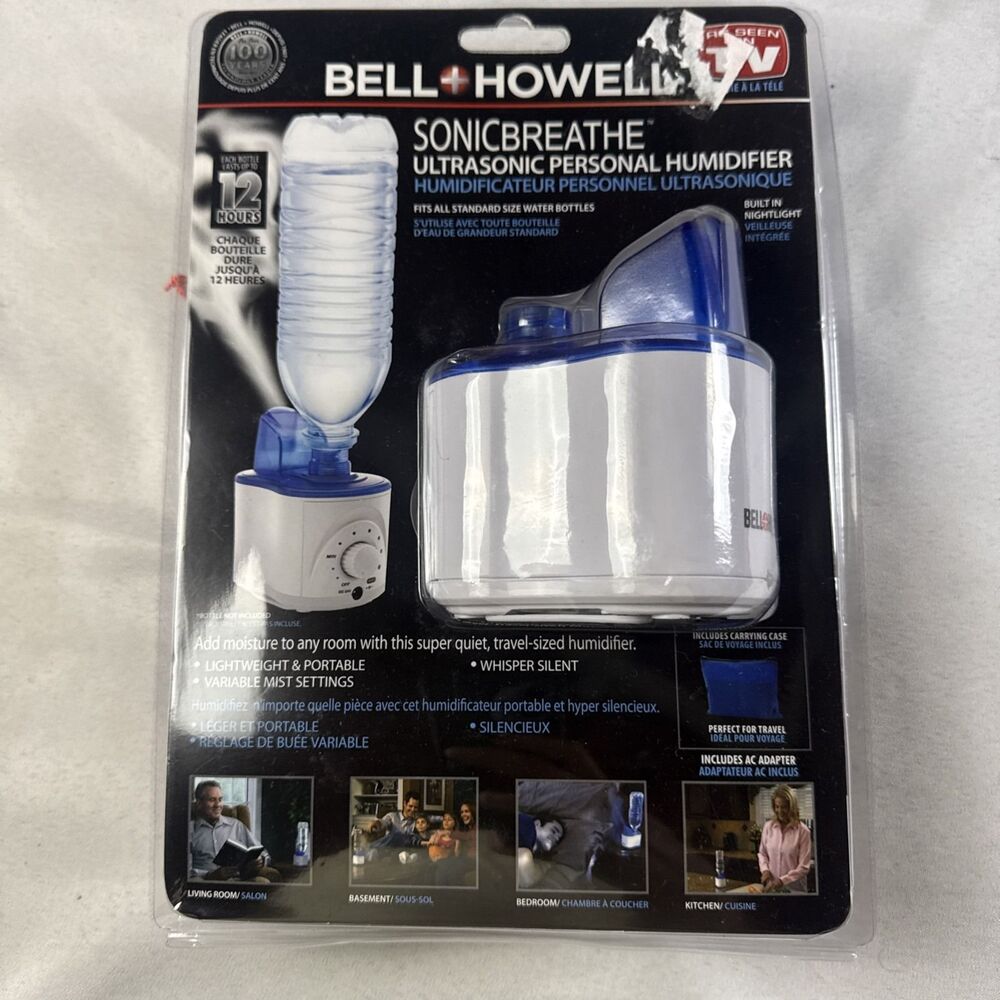 BELL + HOWELL SONIC BREATHE Ultrasonic Personal Humidifier NEW SEALED